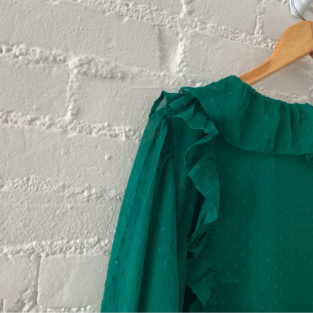 LOFT Green Ruffle Blouse - Picture 11 of 14